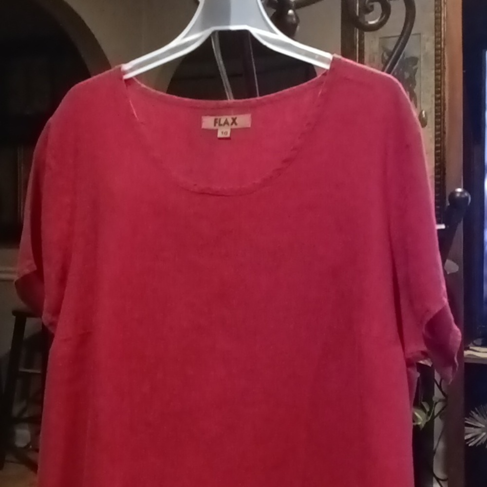 FINAL PRICE FLAX s/s blouse with flared hem & rounded neckline Size 1G - Picture 2 of 7